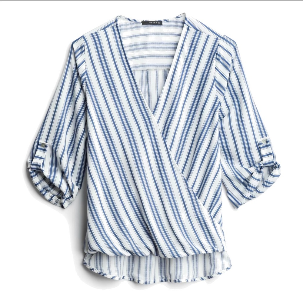 Blue & White Striped Blouse - Corporate Chic